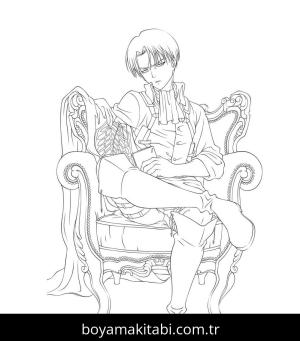 Levi Ackerman boyama sayfası – el becerilerini geliştirir, boyama çalışması