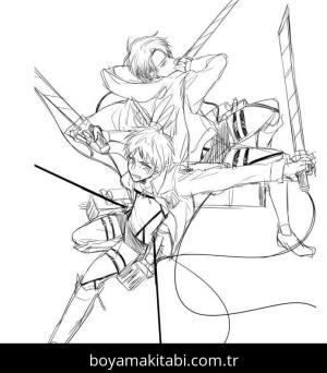 Levi Ackerman boyama sayfası – sanatsal çalışma, çocuklar için