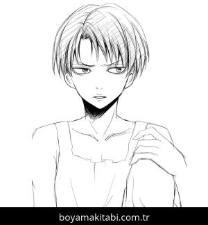 Levi Ackerman boyama sayfası – kolay boyama, eğitici aktivite