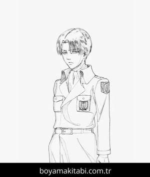 Levi Ackerman boyama sayfası – çizgi film temalı, basit çizim