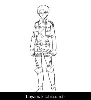 Levi Ackerman boyama sayfası – renkli çizimler, okul öncesi