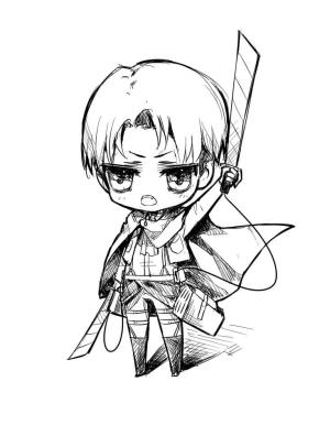 Levi Ackerman boyama sayfası,  coloring page, Kılıç tutan Chibi Levi çizimi, 