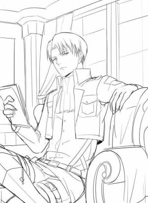 Levi Ackerman boyama sayfası,  coloring page, Sandalyede Oturan Levi, 