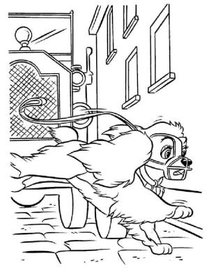 Leydi ile Sokak Köpeği boyama sayfası,  coloring page, Lady kaçış, 