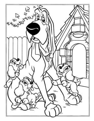 Leydi ile Sokak Köpeği boyama sayfası,  coloring page, Trustee çocuklara bakıyor, 