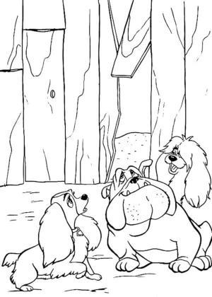 Leydi ile Sokak Köpeği boyama sayfası,  coloring page, Leydi ile Sokak köpeği resim, 