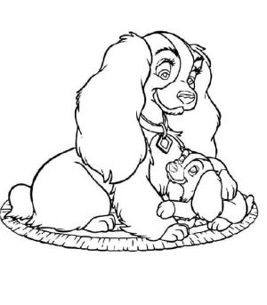 Leydi ile Sokak Köpeği boyama sayfası,  coloring page, Mutlu anne Lady, 