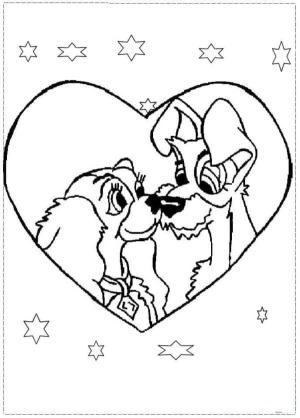 Leydi ile Sokak Köpeği boyama sayfası,  coloring page, Leydi ile Sokak köpeği ücretsiz yazdır, 