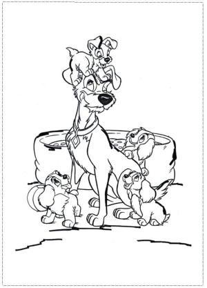 Leydi ile Sokak Köpeği boyama sayfası,  coloring page, Leydi ile Sokak köpeği görseli yazdır, 