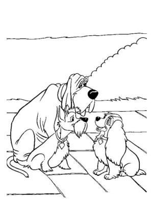 Leydi ile Sokak Köpeği boyama sayfası,  coloring page, Jock ve Trusty Lady ile sohbet ediyor, 