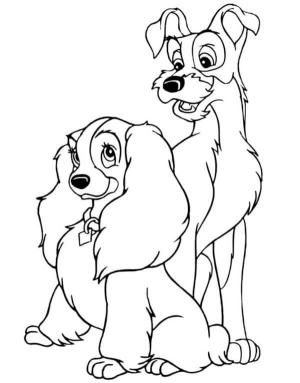 Leydi ile Sokak Köpeği boyama sayfası,  coloring page, Leydi ile Sokak köpeği ücretsiz, 