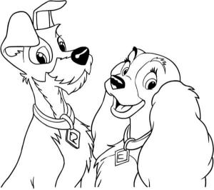 Leydi ile Sokak Köpeği boyama sayfası,  coloring page, Mutlu Lady ve The Tramp, 