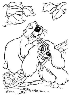 Leydi ile Sokak Köpeği boyama sayfası,  coloring page, Kunduz Lady’ye yardım ediyor, 