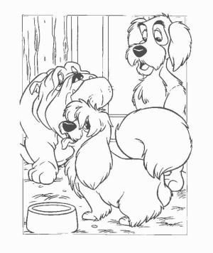 Leydi ile Sokak Köpeği boyama sayfası,  coloring page, Leydi ile Sokak köpeği ücretsiz resim, 