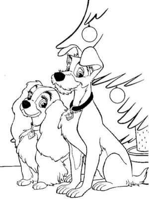 Leydi ile Sokak Köpeği boyama sayfası,  coloring page, Lady ve the Tramp gece, 