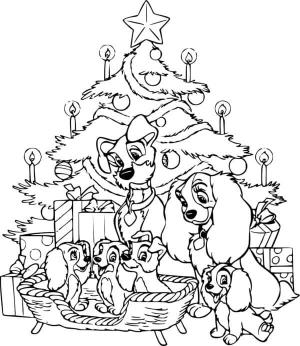 Leydi ile Sokak Köpeği boyama sayfası,  coloring page, Büyük bir aileyle Noel akşamı, 