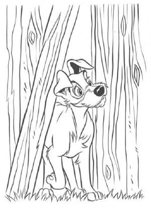 Leydi ile Sokak Köpeği boyama sayfası,  coloring page, The Tramp yürüyor, 