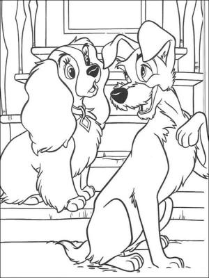 Leydi ile Sokak Köpeği boyama sayfası,  coloring page, The Tramp, Lady ye inanılmaz bir hikaye anlatıyor, 