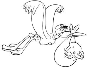 Leylek boyama sayfası,  coloring page, Bay Stork Baby Dumbo’yu Teslim Ediyor, 