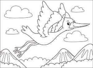 Leylek boyama sayfası,  coloring page, Çizgi Film Leylek Uçan, 