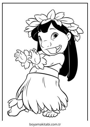 Lilo and Stitch boyama sayfası – basit çizim, kolay boyama