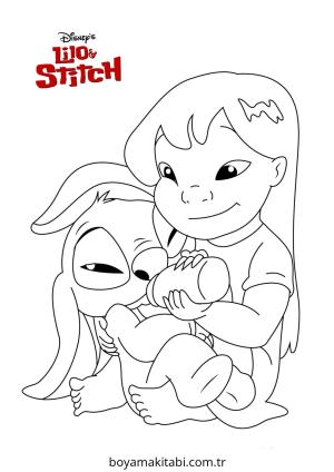 Lilo and Stitch boyama sayfası – el becerilerini geliştirir, boyama çalışması