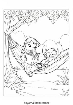 Lilo and Stitch boyama sayfası – renkli çizimler, okul öncesi