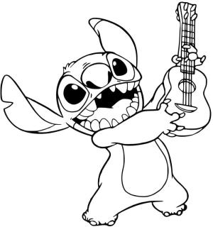 Lilo & Stitch boyama sayfası,  coloring page, Gitarla Dikiş Dikmek, 