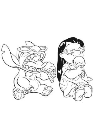 Lilo & Stitch boyama sayfası,  coloring page, Lilo Ve Stitch Dondurma Yerken, 