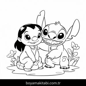 Lilo & Stitch boyama sayfası – sanatsal çalışma, çocuklar için