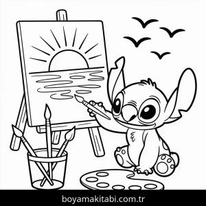Lilo & Stitch boyama sayfası – çizgi film temalı, basit çizim