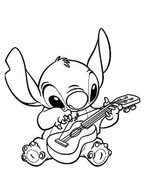 Lilo & Stitch boyama sayfası,  coloring page, Stitch Playing Guitar, 