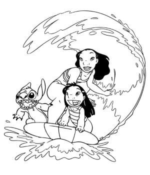 Lilo & Stitch boyama sayfası,  coloring page, Lilo Ve Dikiş Sörfü, 