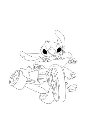 Lilo & Stitch boyama sayfası,  coloring page, Stitch Cycling, 