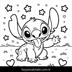 Lilo & Stitch boyama sayfası – basit çizim, kolay boyama