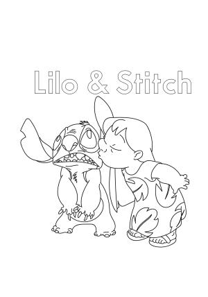 Lilo & Stitch boyama sayfası,  coloring page, Lilo Kissing Sticth, 