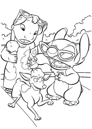 Lilo & Stitch boyama sayfası,  coloring page, Lilo Ve Bir Köpekle Dikiş Yapmak, 