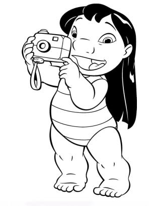 Lilo & Stitch boyama sayfası,  coloring page, Lilo Ve Bir Kamera, 