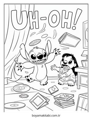 Lilo ve Stitch boyama sayfası – sevimli karakter, sanatsal çalışma