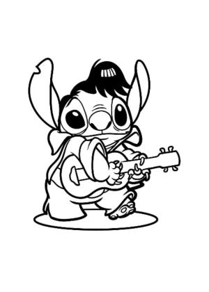 Lilo ve Stitch boyama sayfası,  coloring page, Stitch Gitar Çalıyor, 