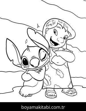 Lilo ve Stitch boyama sayfası – keyifli zaman, renkli çizimler