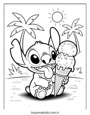 Lilo ve Stitch boyama sayfası – basit çizim, kolay boyama