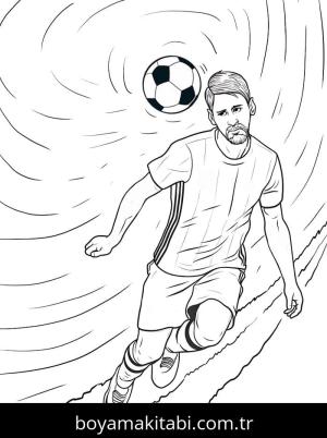 Lionel Messi boyama sayfası – basit çizim, kolay boyama