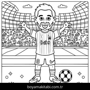 Lionel Messi boyama sayfası – PDF indir, sevimli karakter