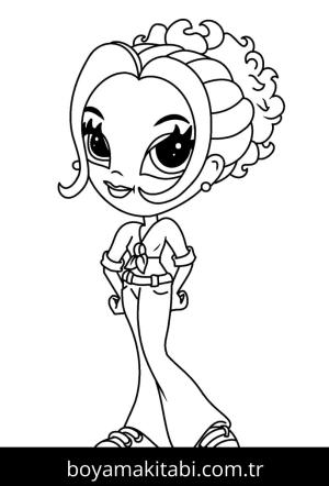 Lisa Frank boyama sayfası – çizgi film temalı, basit çizim