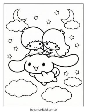 Little Twin Stars boyama sayfası – sanatsal çalışma, çocuklar için