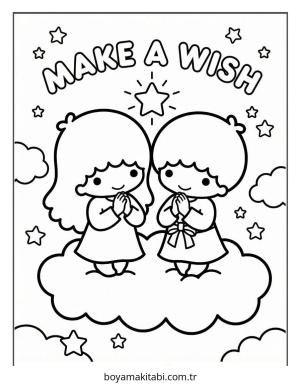 Little Twin Stars boyama sayfası – yaratıcılık, eğlenceli etkinlik
