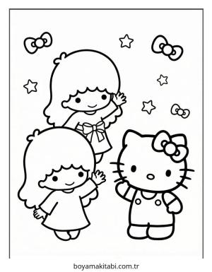 Little Twin Stars boyama sayfası – yaratıcılığı geliştirir, keyifli zaman