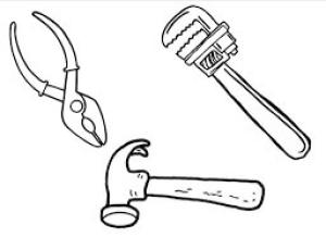 Llave Inglesa boyama sayfası,  coloring page, İngiliz Anahtarı ve Pense, Çekiç, 