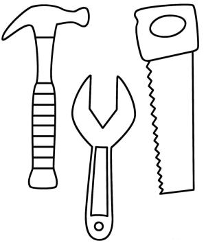 Llave Inglesa boyama sayfası,  coloring page, Çekiç, Testere ve Llave Inglesa, 